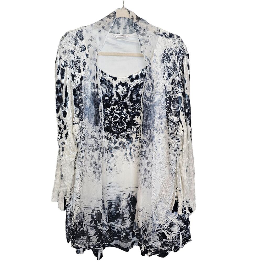 Kamana Womens Floral Velvet Crochet Top Plus Size 2X Fairy Whimsygoth Sheer Boho